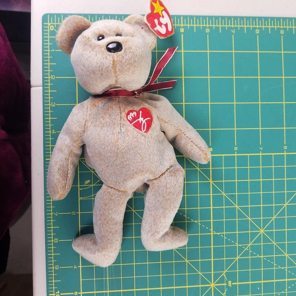 Ty Beanie‎ Baby SIGNATURE BEAR 1999 tan red heart nwt